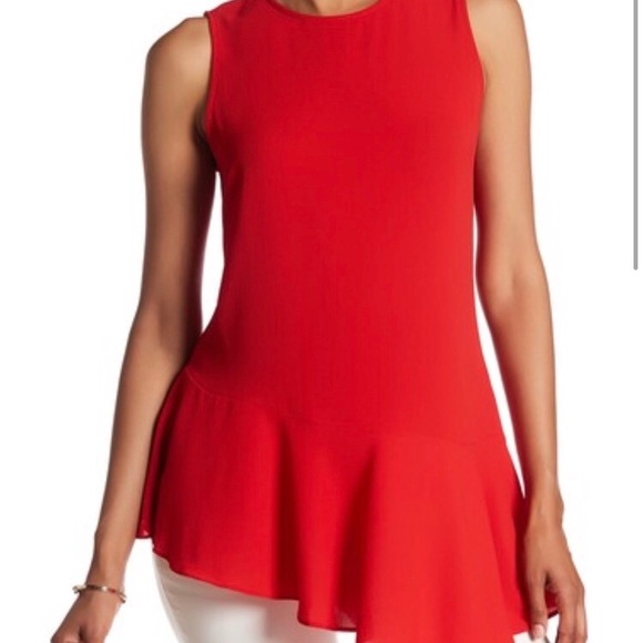 red Alton Gray assymetrical ruffle top Small - Picture 4 of 4